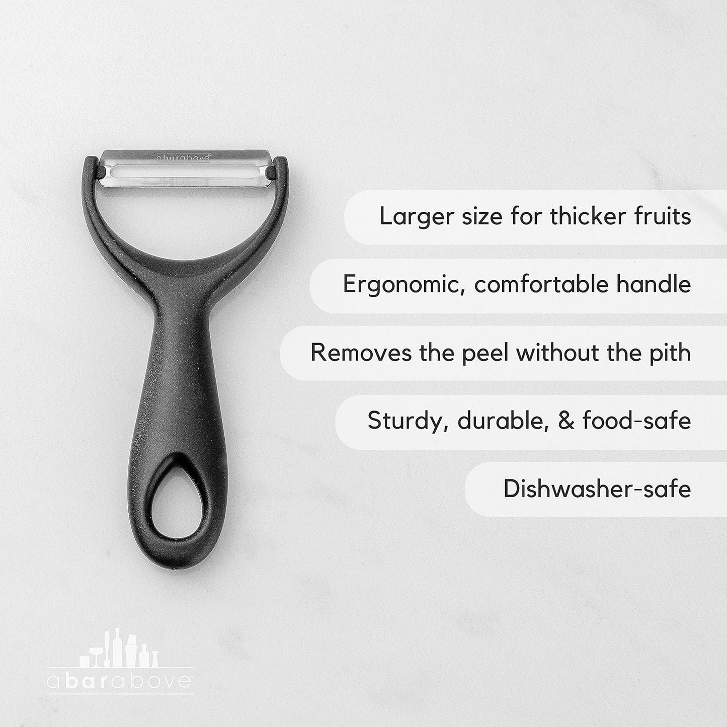 Citrus Peeler, Stainless Steel Fruit Peeler, Silver Finish | Comfortable Grip Peeling Tool, For Oranges, Lemons, Limes, Cocktail Twist Garnish, Kitchen Essential, Bar Tool, Bar Favorite