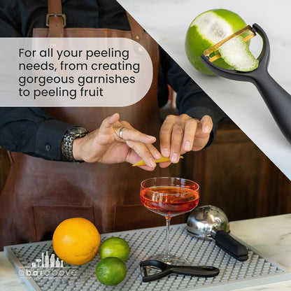 Citrus Peeler, Stainless Steel Fruit Peeler, Silver Finish | Comfortable Grip Peeling Tool, For Oranges, Lemons, Limes, Cocktail Twist Garnish, Kitchen Essential, Bar Tool, Bar Favorite