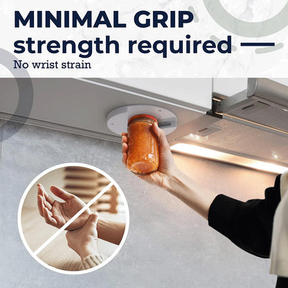 Jar Opener for Seniors - Under Cabinet Jar Openers for Weak Hands, Easy Grip, Arthritis jar opener, One Handed Gadgets & Bottle Opener - Essential Kitchen Gadgets for Home Assistance - White