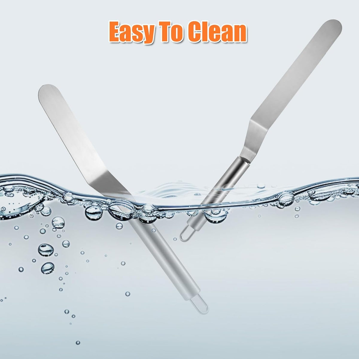 2 PCS Offset Spatula，Premium Stainless Steel Cake Decorating Tools - One Set Include 6, 8 inch, Icing Spatula for Home Cooking