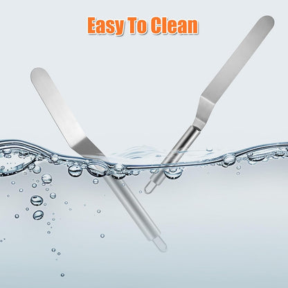 2 PCS Offset Spatula，Premium Stainless Steel Cake Decorating Tools - One Set Include 6, 8 inch, Icing Spatula for Home Cooking