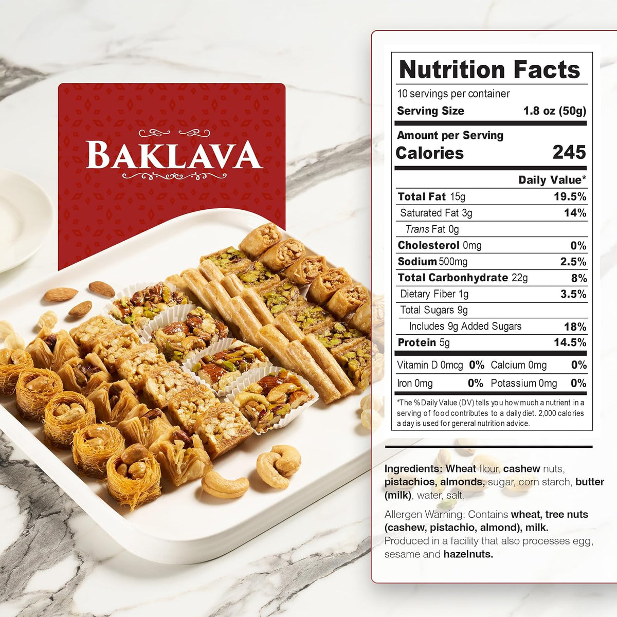 Baklava, Baklava Pastry, Baklava Gift Box, Dulces Arabes, 1.1lb