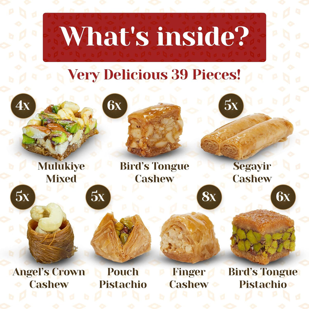 Baklava, Baklava Pastry, Baklava Gift Box, Dulces Arabes, 1.1lb
