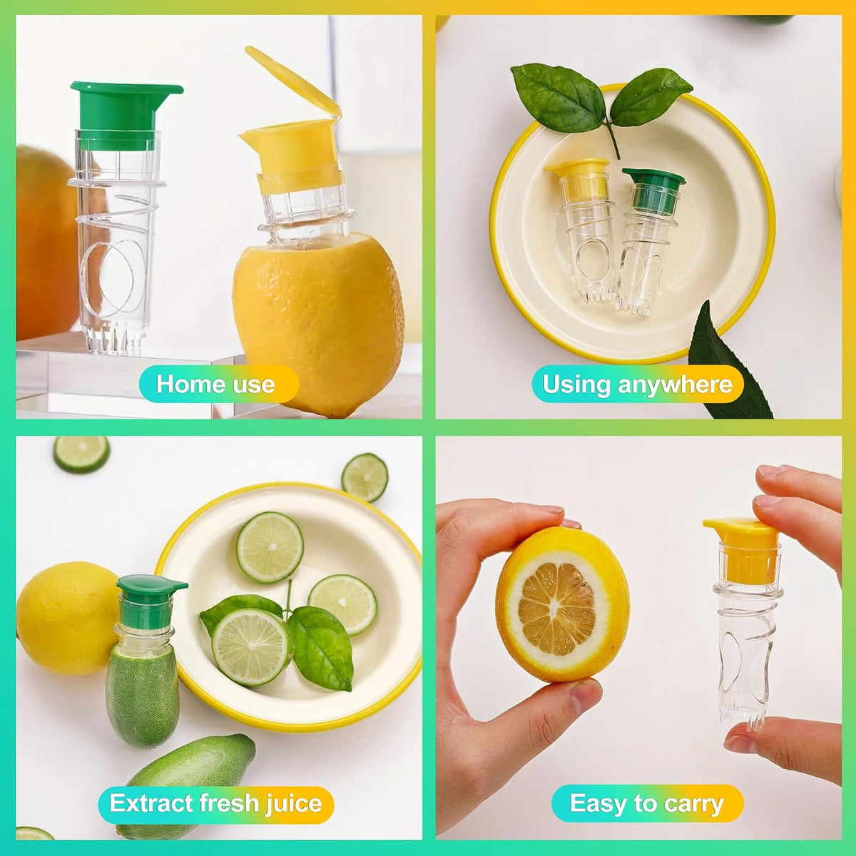 2 Pack Portable Lemon Squeezer & Citrus Press - Manual Handheld Juicer with Screw Top Lid for Limes, Oranges, and Cocktails