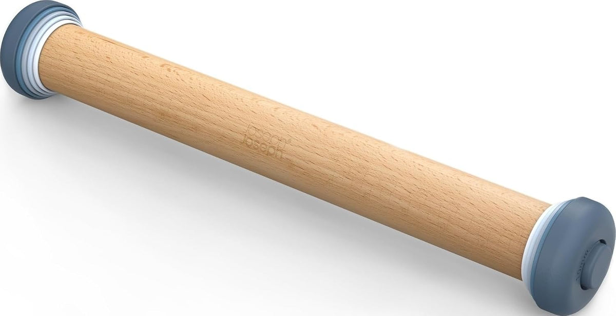 PrecisionPin - Rolling Pin with adjustable pastry thickness, Baking and dough rollers, Beech Wood, Pastel Blue