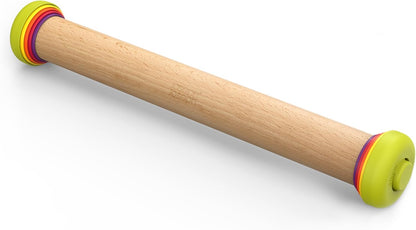 PrecisionPin - Rolling Pin with adjustable pastry thickness, Baking and dough rollers, Beech Wood, Pastel Blue