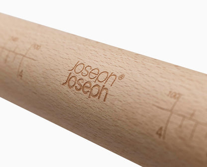 PrecisionPin - Rolling Pin with adjustable pastry thickness, Baking and dough rollers, Beech Wood, Pastel Blue