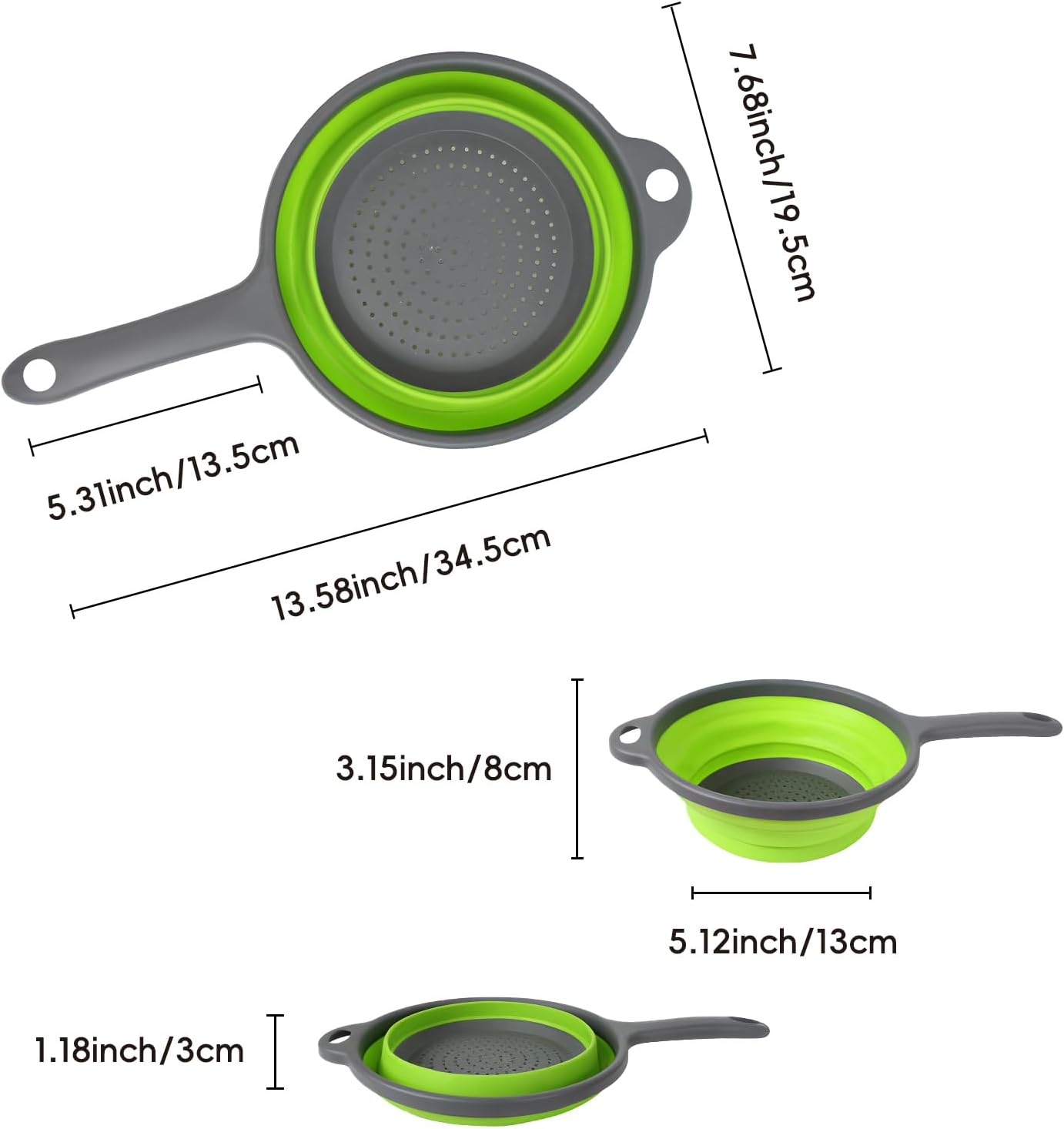 Foldable Silicone Colander – Space-Saving Collapsible Strainer with Handles, Quick Drain for Pasta, Vegetables & Fruit, Kitchen Gadgets for Small Kitchens & RVs (Blue)