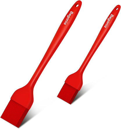 Silicone Basting Pastry Brush,2pcs 10+8 inch BBQ Sauce Brush,Red