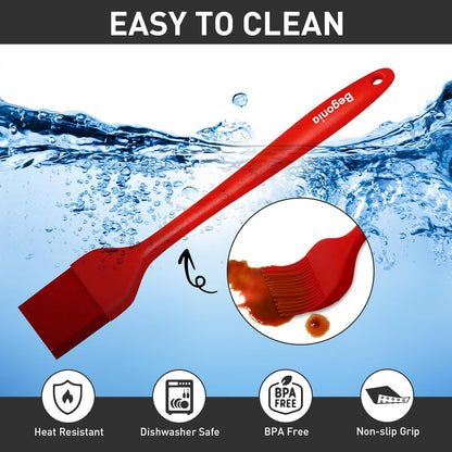 Silicone Basting Pastry Brush,2pcs 10+8 inch BBQ Sauce Brush,Red