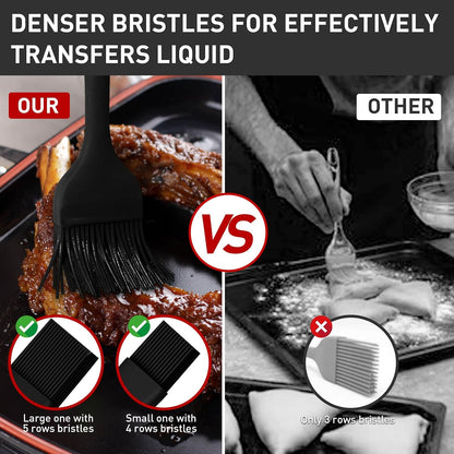 Silicone Basting Pastry Brush,2pcs 10+8 inch BBQ Sauce Brush,Red