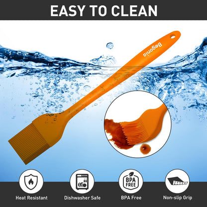 Silicone Basting Pastry Brush,2pcs 10+8 inch BBQ Sauce Brush,Red