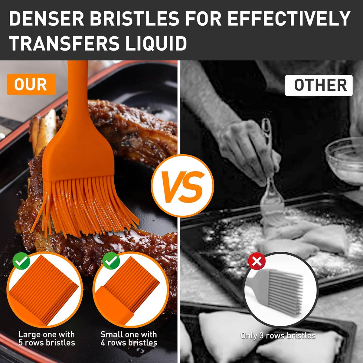 Silicone Basting Pastry Brush,2pcs 10+8 inch BBQ Sauce Brush,Red