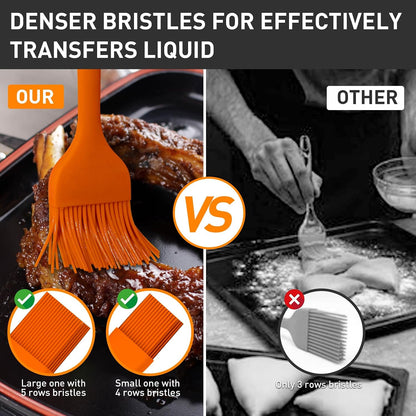 Silicone Basting Pastry Brush,2pcs 10+8 inch BBQ Sauce Brush,Red