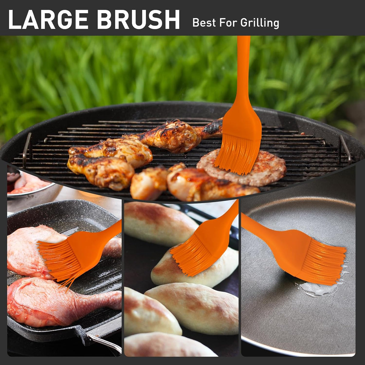 Silicone Basting Pastry Brush,2pcs 10+8 inch BBQ Sauce Brush,Red