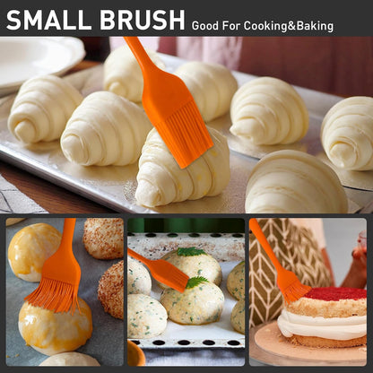 Silicone Basting Pastry Brush,2pcs 10+8 inch BBQ Sauce Brush,Red