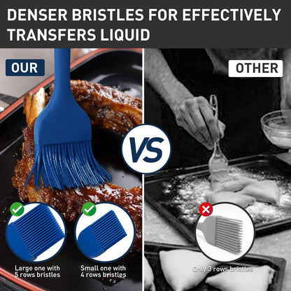 Silicone Basting Pastry Brush,2pcs 10+8 inch BBQ Sauce Brush,Red