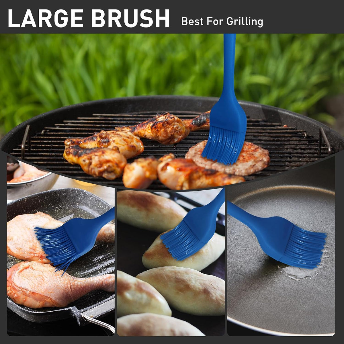 Silicone Basting Pastry Brush,2pcs 10+8 inch BBQ Sauce Brush,Red