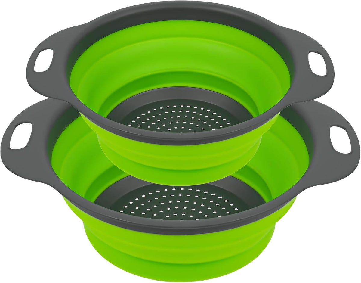 2 PCS Collapsible Colander Set, Square Silicone, 1 Large and 1 Small