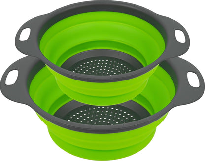 2 PCS Collapsible Colander Set, Square Silicone, 1 Large and 1 Small