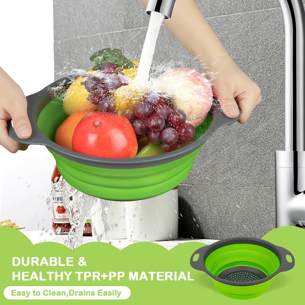 2 PCS Collapsible Colander Set, Square Silicone, 1 Large and 1 Small