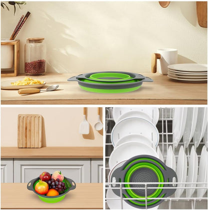 2 PCS Collapsible Colander Set, Square Silicone, 1 Large and 1 Small