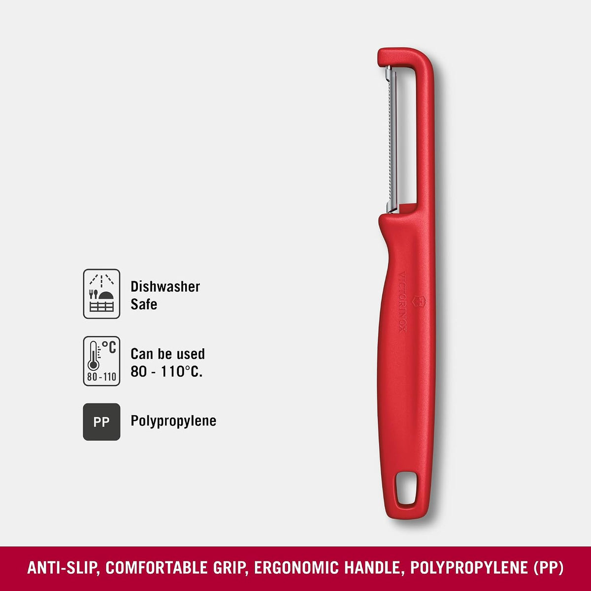 Iota Peeler for Vegetables Fruits, Serrated Edge,Swiss Made, Red