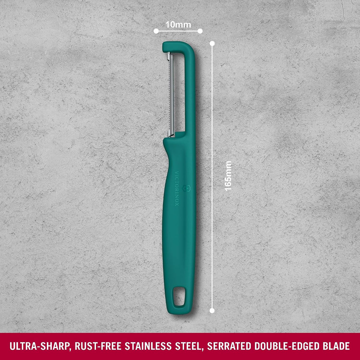 Iota Peeler for Vegetables Fruits, Serrated Edge,Swiss Made, Red
