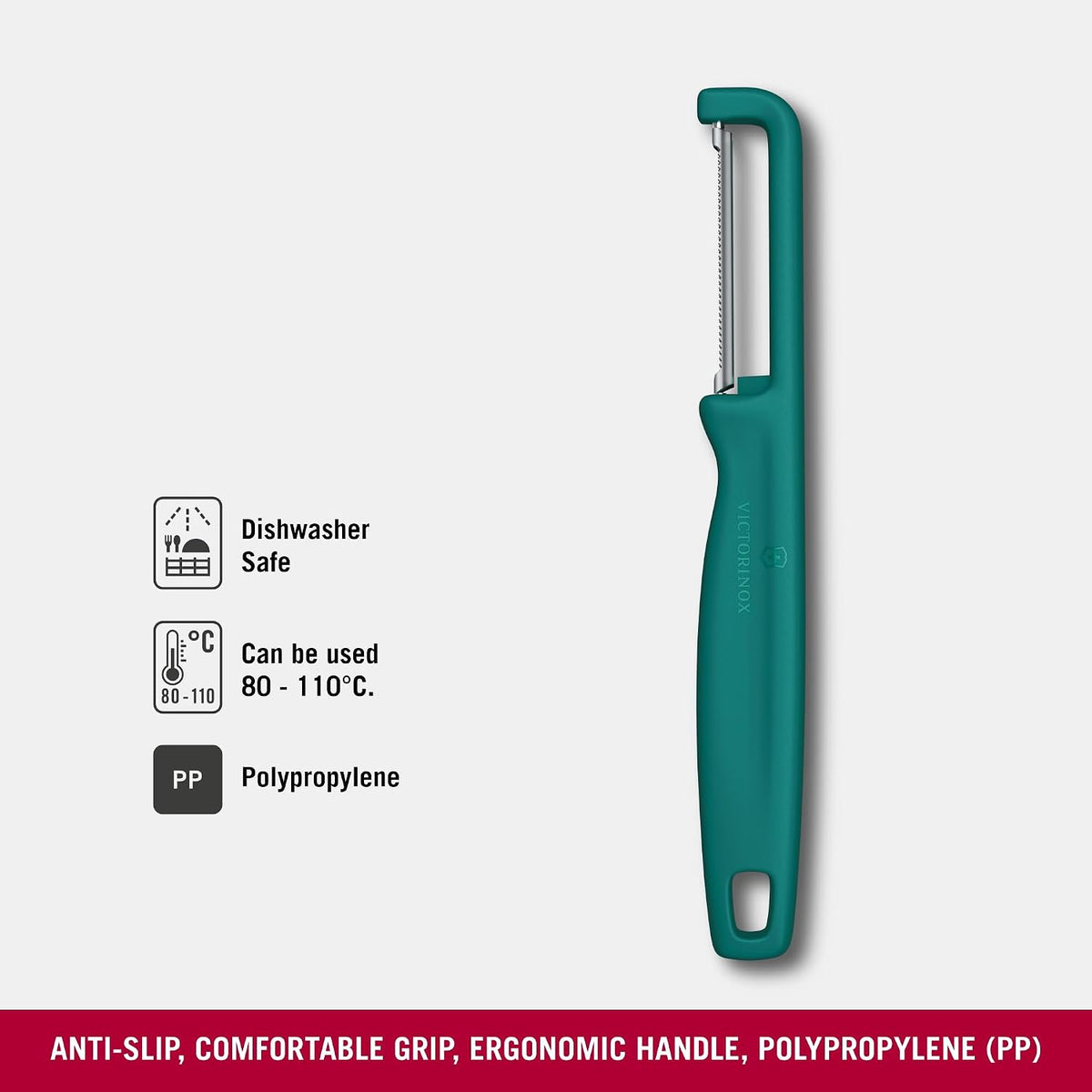 Iota Peeler for Vegetables Fruits, Serrated Edge,Swiss Made, Red