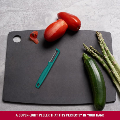 Iota Peeler for Vegetables Fruits, Serrated Edge,Swiss Made, Red
