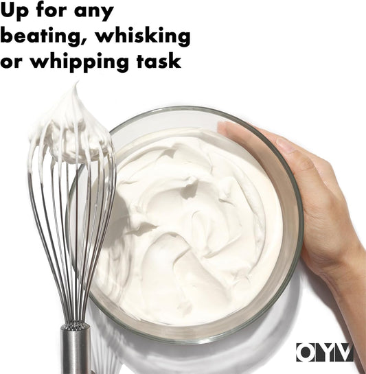 18/10 Stainless Steel Whisk, Ergonomic Handle, Dishwasher Safe Metal Whisk, Professional Wisk for Kitchen Cooking, Perfect for Blending, Whisking, Baking, and Beating, 10-Inch Wire Wisk