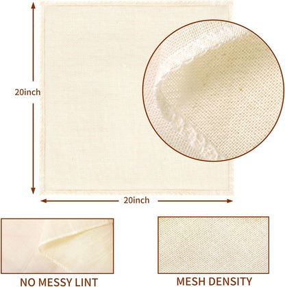 Cheese Cloths, 10Pcs 20x20 Inch Grade 100 Precut Cheese Cloths for Straining, Cotton Unbleached, Reusable Muslin Cheesecloth for Straining, Making Yogurt, Juice, Cooking Turkey