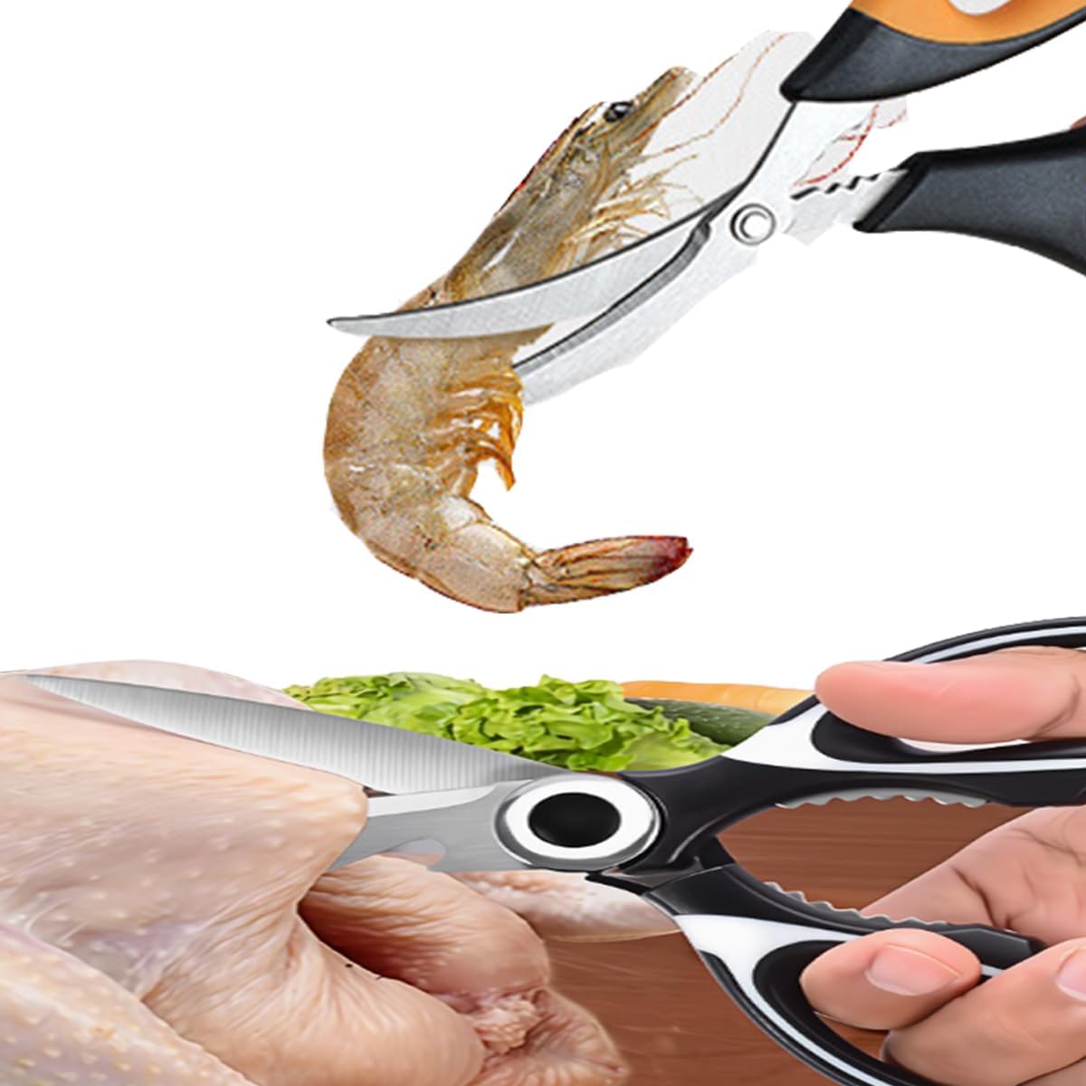 5-Blade Herb Scissors, Kitchen Shears, Seafood Scissors, Onion Holder Slicer and Potato Crinkle Cutter, Kitchen Gadget Salad Herb Tools 5 Sets