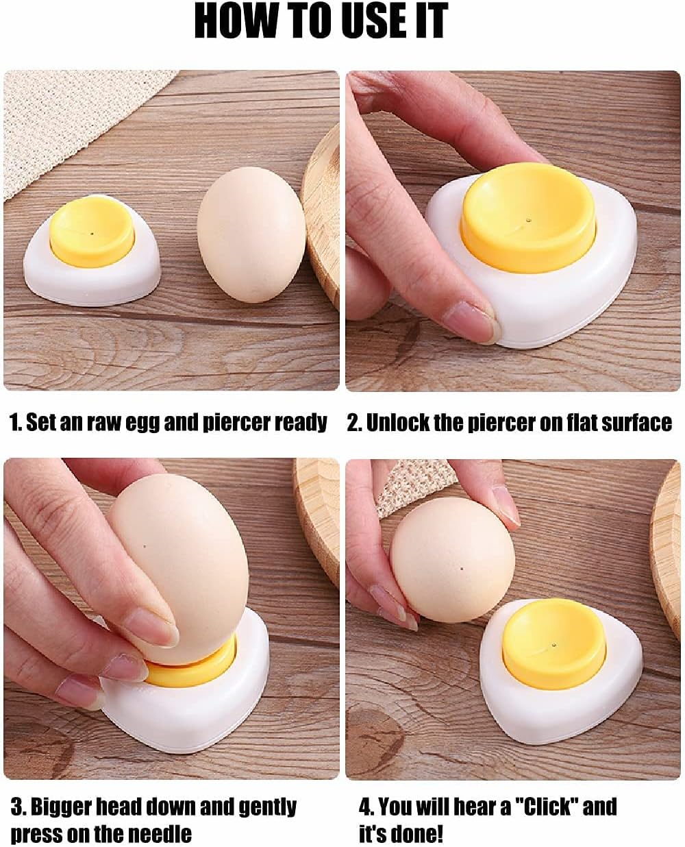 Magnet Egg Piercer for Raw Eggs, with Magnetic Base and Safety Lock, Hard Boiled Egg Peeler, Egg Pricker to Get a Good Hard Boiled Egg