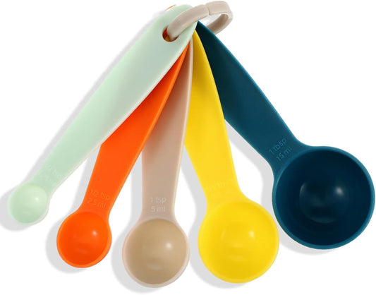 Silicone Measuring Spoons, Plastic Measuring Spoons Set of 5, Assorted Colors