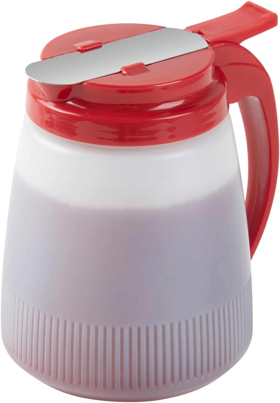 Chef 101 48 Ounce All Purpose Syrup Dispenser, 1 Honey Dispenser - Beige Top, Stainless Steel Slide Cover, Plastic Pancake Syrup Bottle, Perfect For Diners, Restaurants, Home