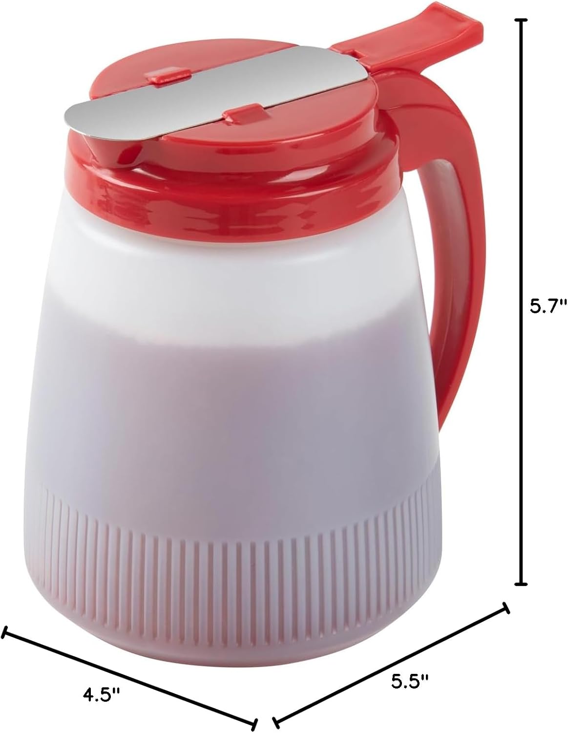 Chef 101 48 Ounce All Purpose Syrup Dispenser, 1 Honey Dispenser - Beige Top, Stainless Steel Slide Cover, Plastic Pancake Syrup Bottle, Perfect For Diners, Restaurants, Home