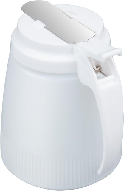 Chef 101 48 Ounce All Purpose Syrup Dispenser, 1 Honey Dispenser - Beige Top, Stainless Steel Slide Cover, Plastic Pancake Syrup Bottle, Perfect For Diners, Restaurants, Home