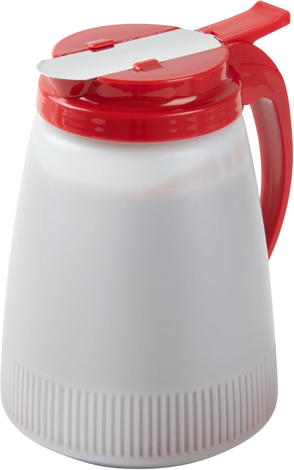 Chef 101 48 Ounce All Purpose Syrup Dispenser, 1 Honey Dispenser - Beige Top, Stainless Steel Slide Cover, Plastic Pancake Syrup Bottle, Perfect For Diners, Restaurants, Home