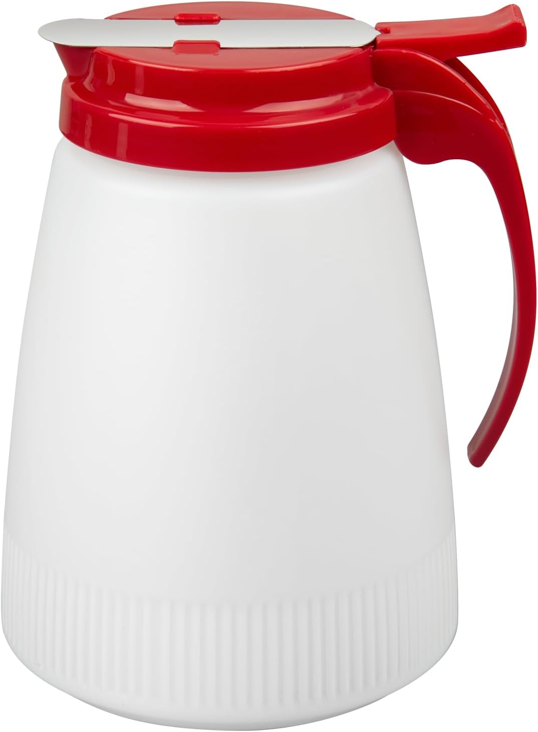 Chef 101 48 Ounce All Purpose Syrup Dispenser, 1 Honey Dispenser - Beige Top, Stainless Steel Slide Cover, Plastic Pancake Syrup Bottle, Perfect For Diners, Restaurants, Home