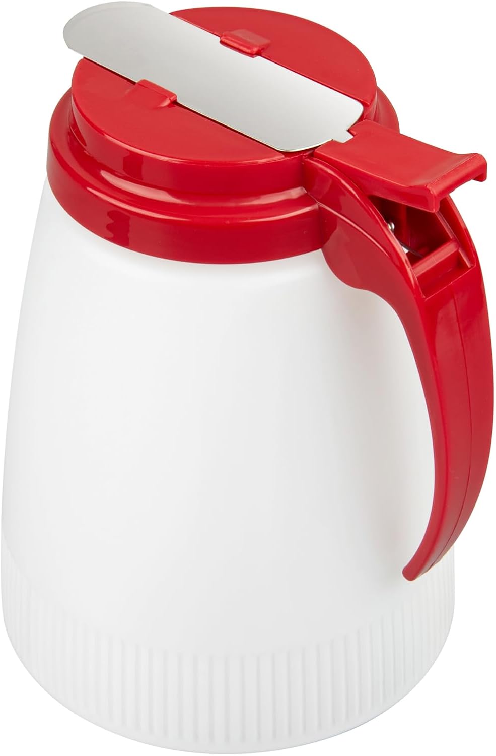 Chef 101 48 Ounce All Purpose Syrup Dispenser, 1 Honey Dispenser - Beige Top, Stainless Steel Slide Cover, Plastic Pancake Syrup Bottle, Perfect For Diners, Restaurants, Home