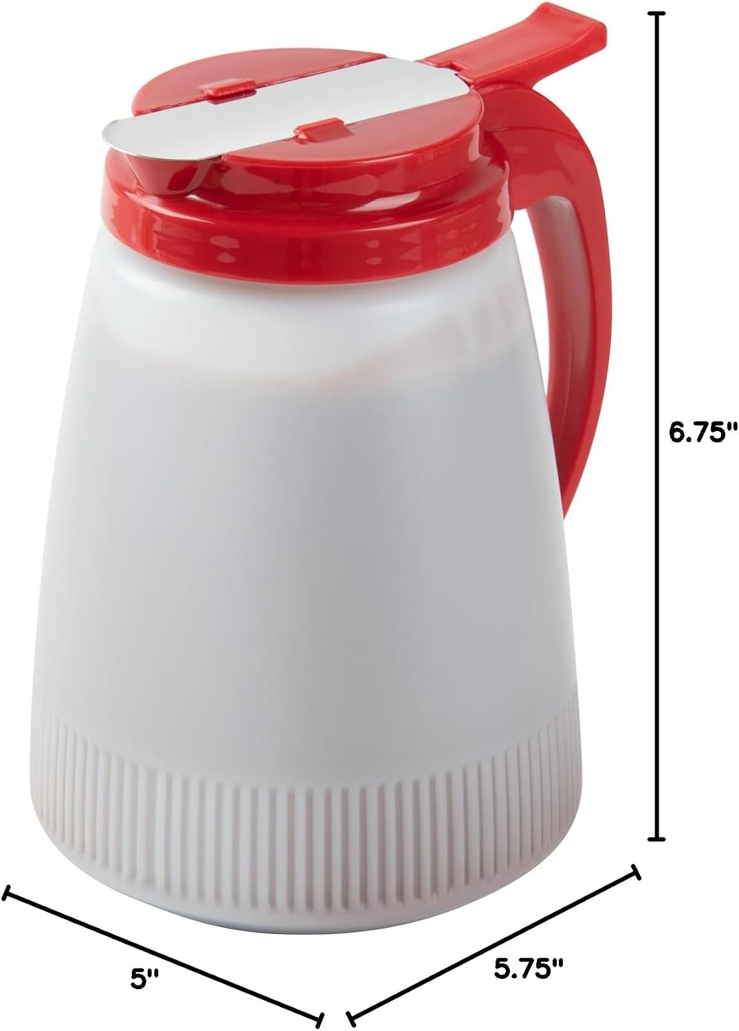 Chef 101 48 Ounce All Purpose Syrup Dispenser, 1 Honey Dispenser - Beige Top, Stainless Steel Slide Cover, Plastic Pancake Syrup Bottle, Perfect For Diners, Restaurants, Home