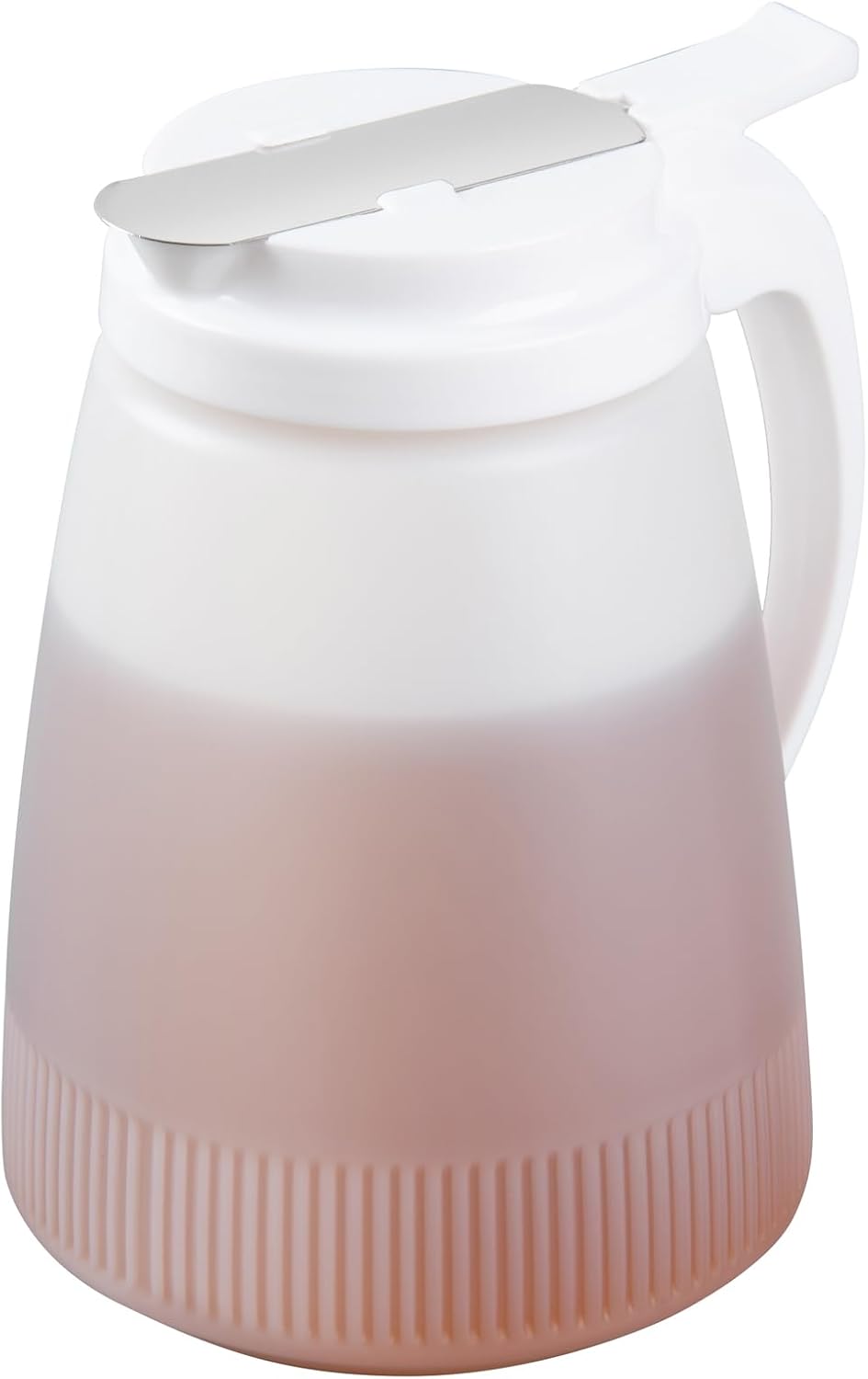 Chef 101 48 Ounce All Purpose Syrup Dispenser, 1 Honey Dispenser - Beige Top, Stainless Steel Slide Cover, Plastic Pancake Syrup Bottle, Perfect For Diners, Restaurants, Home