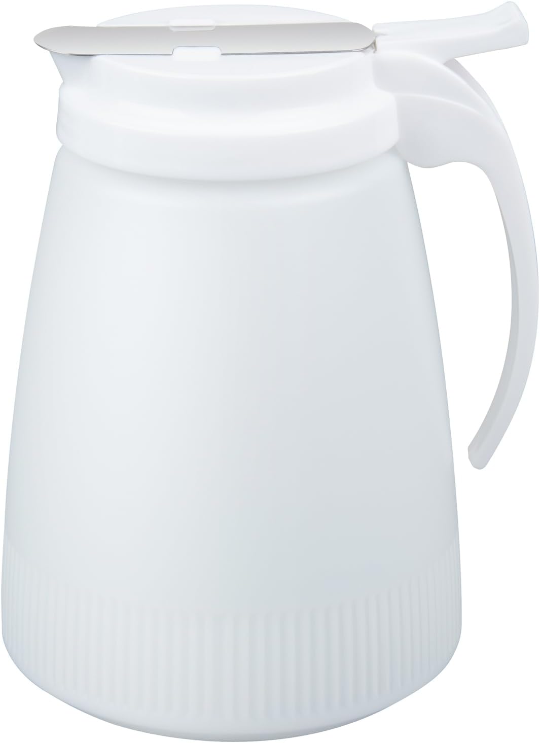 Chef 101 48 Ounce All Purpose Syrup Dispenser, 1 Honey Dispenser - Beige Top, Stainless Steel Slide Cover, Plastic Pancake Syrup Bottle, Perfect For Diners, Restaurants, Home