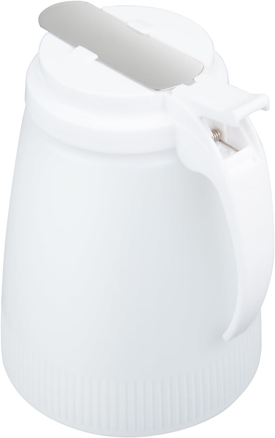 Chef 101 48 Ounce All Purpose Syrup Dispenser, 1 Honey Dispenser - Beige Top, Stainless Steel Slide Cover, Plastic Pancake Syrup Bottle, Perfect For Diners, Restaurants, Home