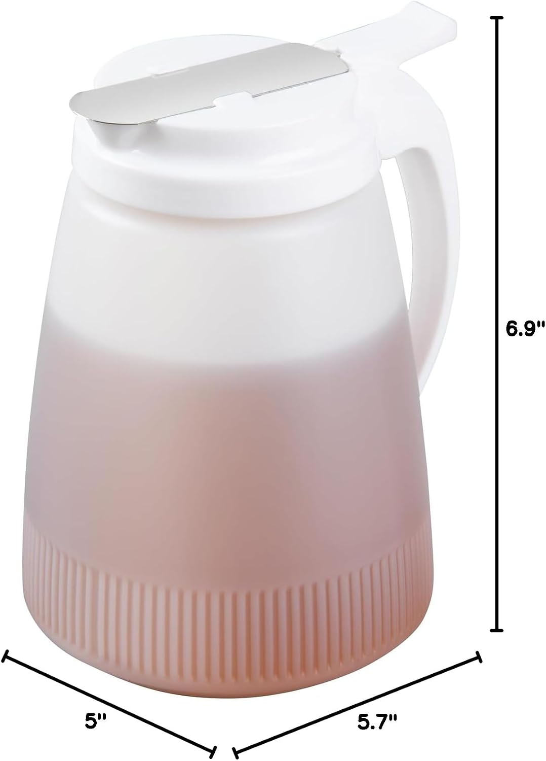 Chef 101 48 Ounce All Purpose Syrup Dispenser, 1 Honey Dispenser - Beige Top, Stainless Steel Slide Cover, Plastic Pancake Syrup Bottle, Perfect For Diners, Restaurants, Home