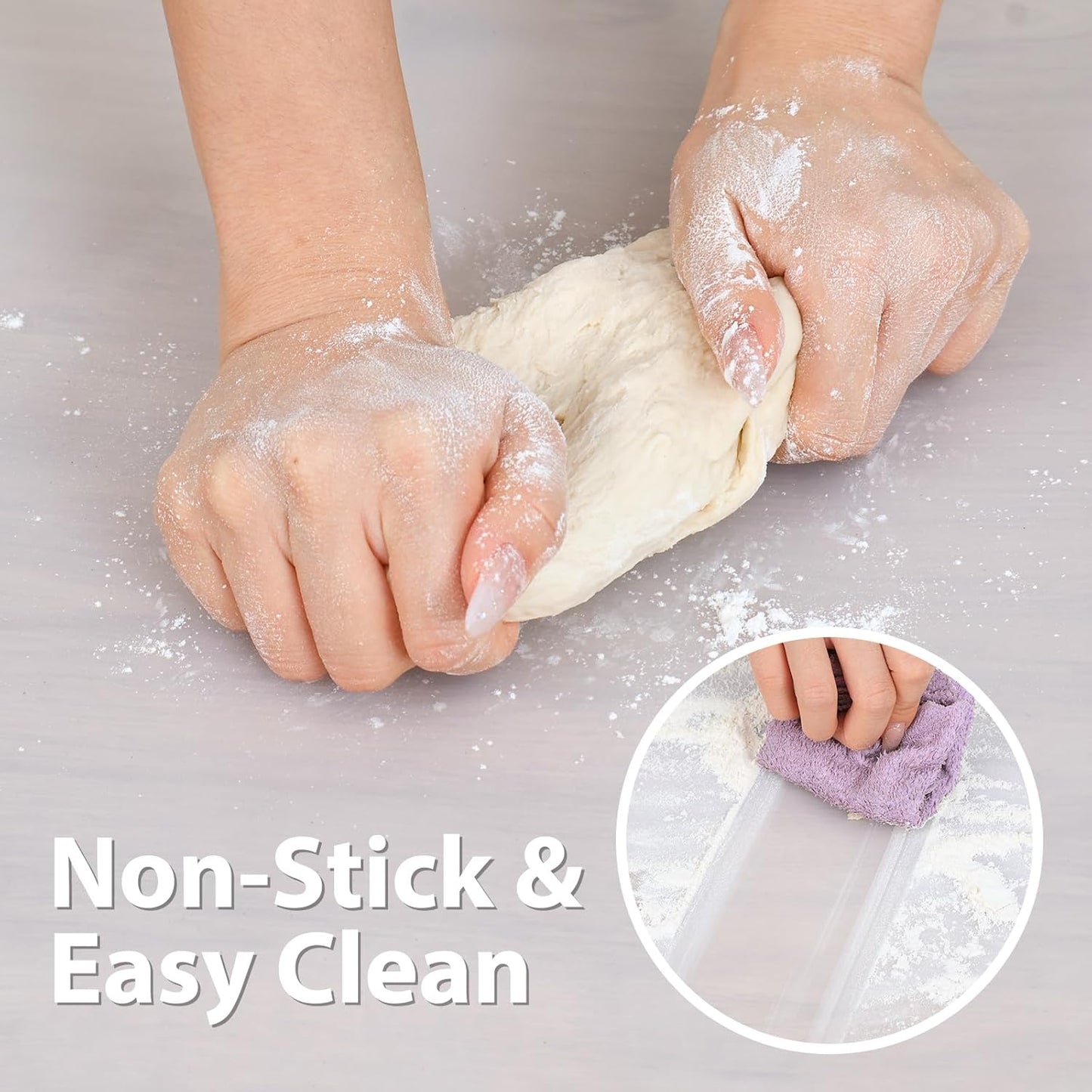 Thick Silicone Counter Mat Large 23.4"by15.6", Heat Resistant Mat for Kitchen Table/Countertop Protector/Non Stick Pastry Baking Placemats, Silicone Pad for Crafts Kids White Translucent