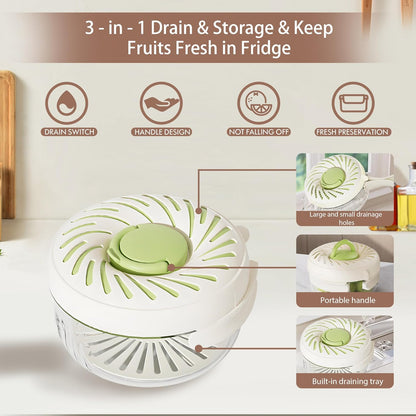 Upgraded Fruit Washing Bowl with Strainer,BPA-Free Drain Basket for Lid & Ice Compartment,Multifunctional Fruit Washer,Foldable Handle Strainer and Colander for Fridge Storage or Picnic Camping(1 QT)