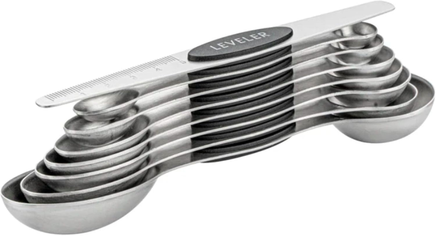 Met Lux 8-piece Measuring Spoon Set 1 Premium Magnetic Measuring Spoon Set - Dual-Sided With Leveler Multicolor Stainless steel Spoon Set With U.S. And Metric Units Dishwashable