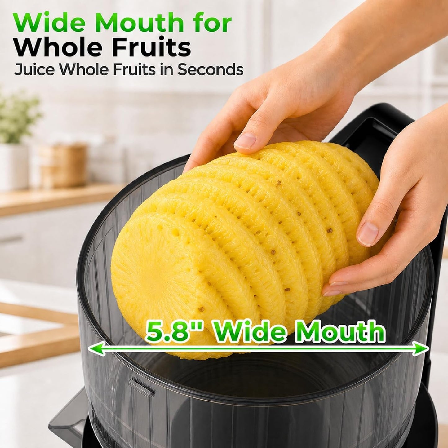 Juicer Machines with 5.8" Large Feed Chute, Slow Masticating Cold Press Juicer for Whole Fruits & Vegetables, Easy to Clean Design, High Juice Yield Home Juicer for Daily Wellness
